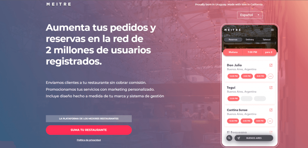 Meitre startup uruguaya seleccionada en el ranking de Startupeable