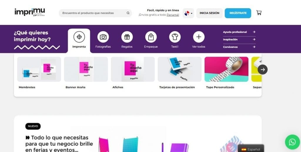 web de imprimu startup de Panamá