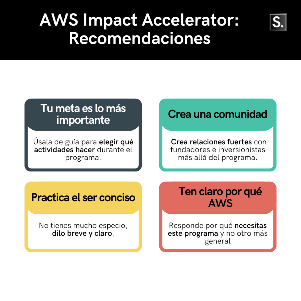 aws impact accelerator recomendaciones para aplicar al programa dadas por startupeable